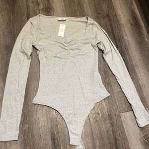 Bluenotes Silver Long Sleeve Bodysuit